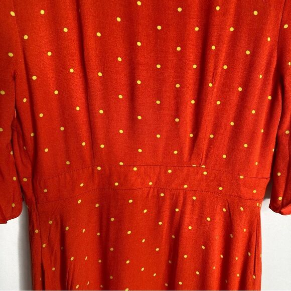 Free People All Yours Mini Dress Polka Dot Flame Red Size 8 Medium - Picture 12 of 13